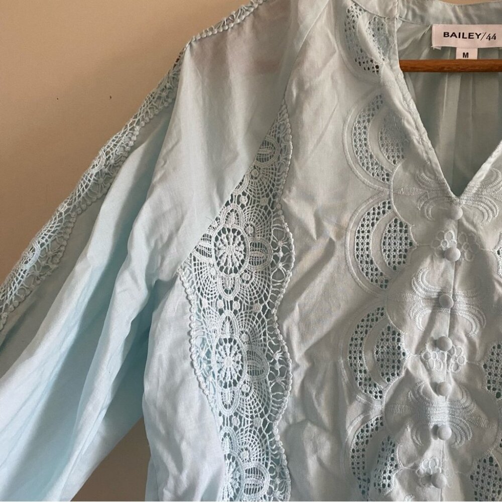 Bailey 44 Light Blue Lace Detail Women's Top - Picture 6 of 12